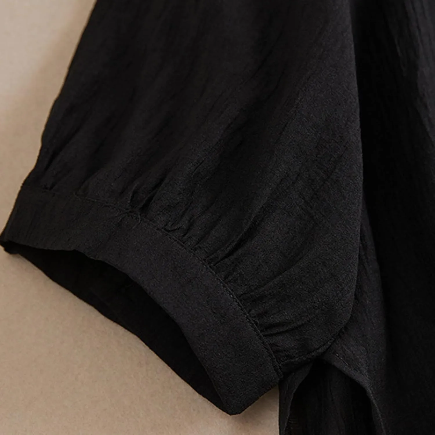 Womens Peasant Tops 3/4 Sleeve Summer Fashion Blouses Embroidered Shirts Fashion Curved Hem Cotton Linen T-Shirts
