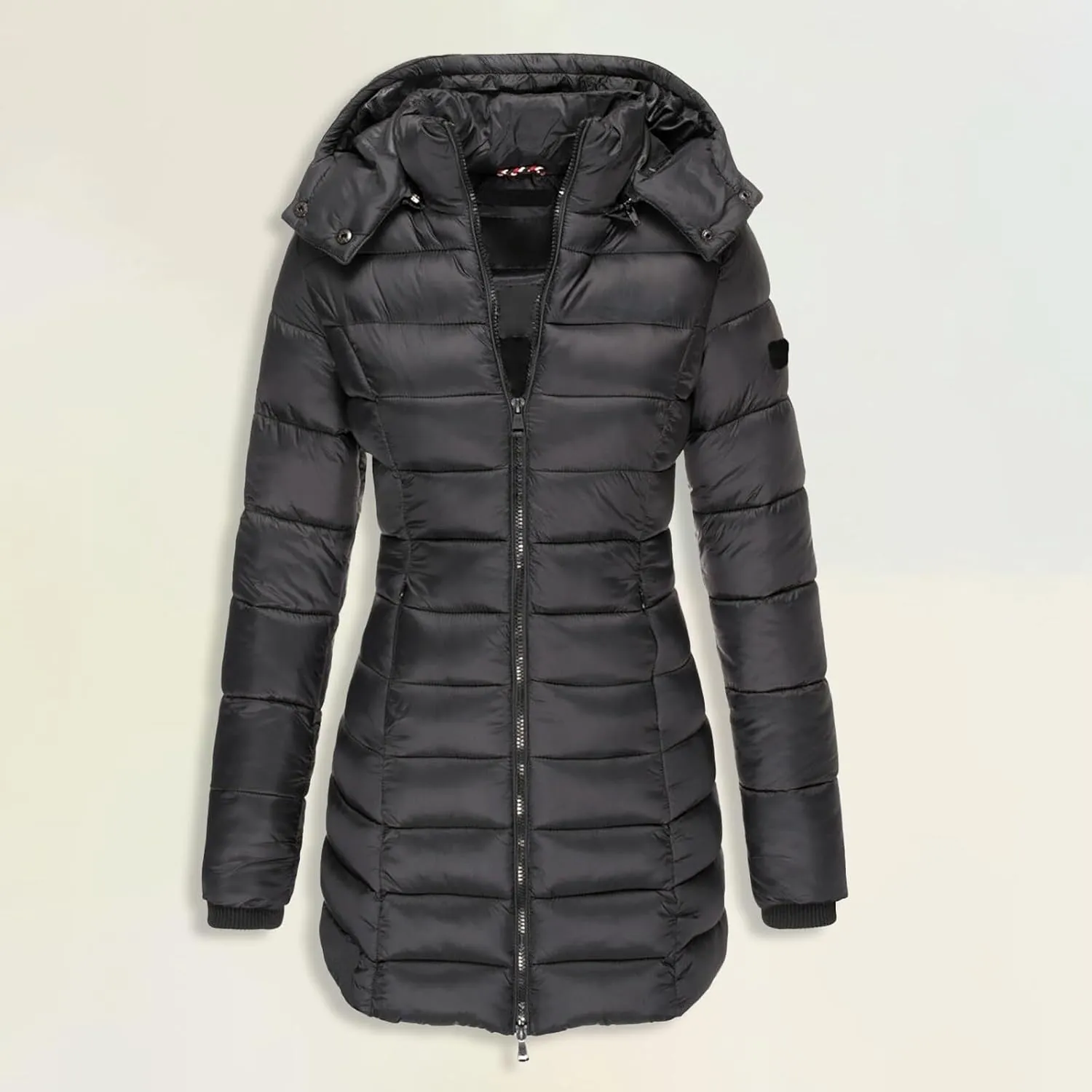 Womens Puffer Jacket Casual Warm Padded Coat Fashion Zipper Long Sleeve Hooded Down Coats Winter 2024 Trendy Clothes