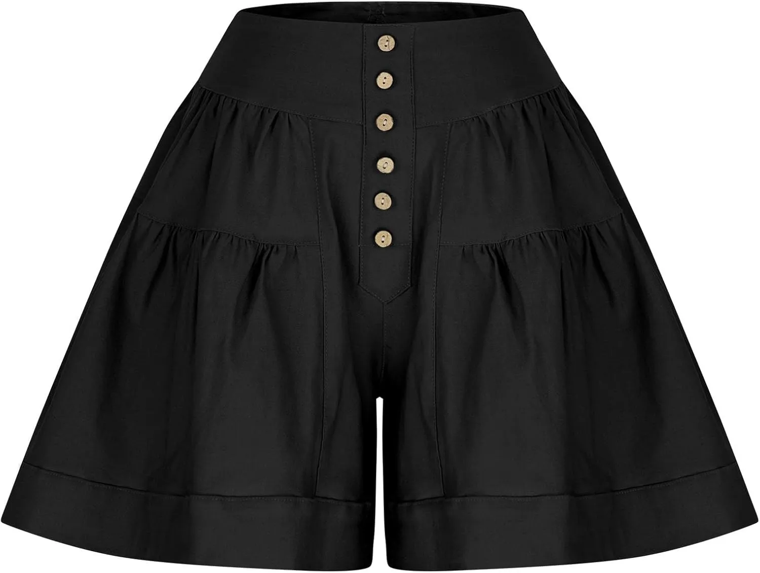 Women's Shorts Summer Baggy High Waisted Flowy Wide Leg Buttons Pleated Casual Denim Shorts 2025 Fashion Pleated Skorts