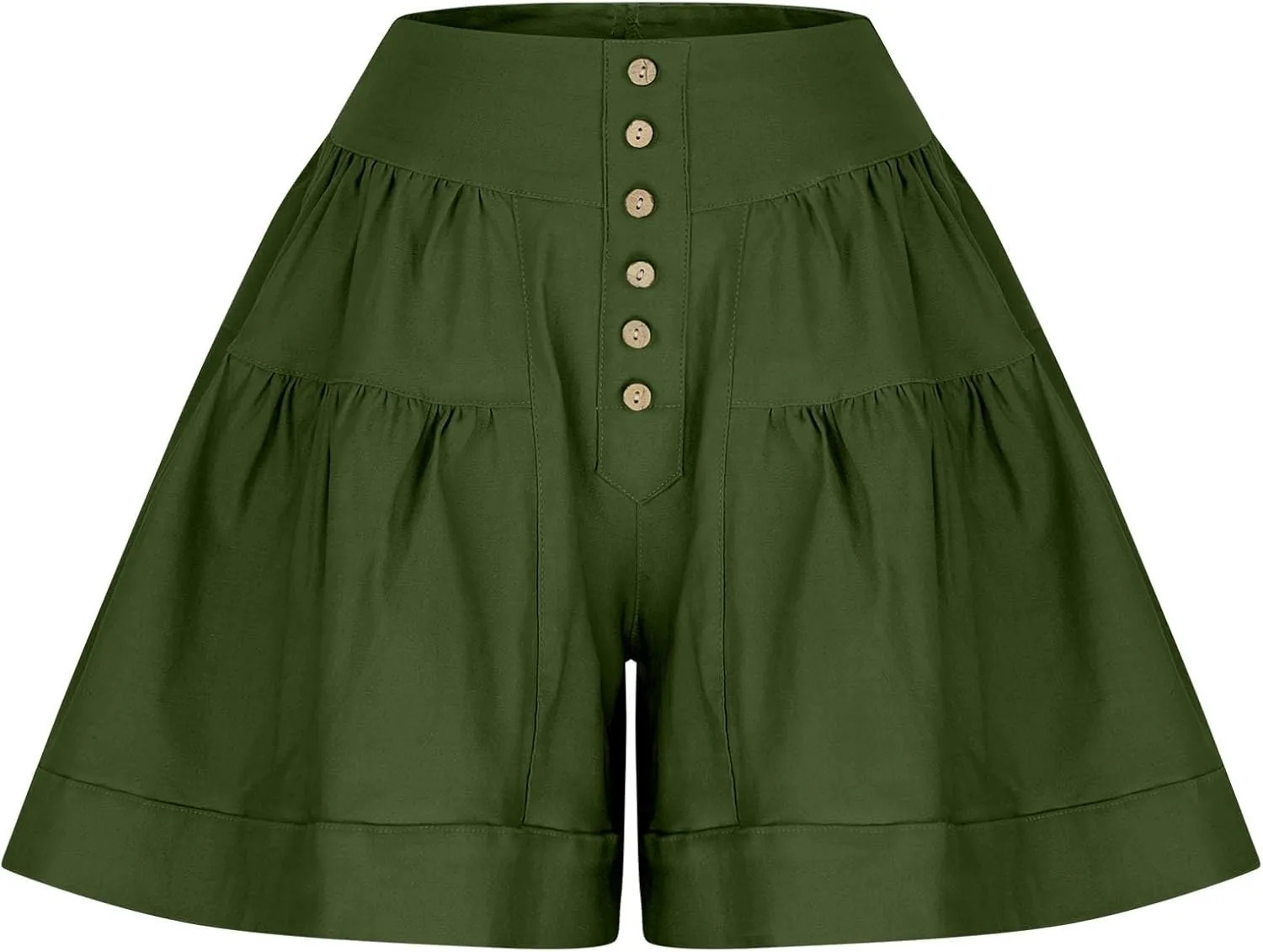 Women's Shorts Summer Baggy High Waisted Flowy Wide Leg Buttons Pleated Casual Denim Shorts 2025 Fashion Pleated Skorts