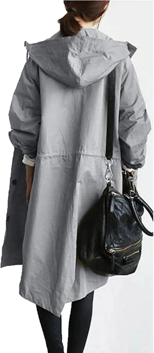Womens Single Breasted Trench Coat Womens Elegant Windbreaker Wild Winter Women'S Coat Lapel Button Down Pedcoat