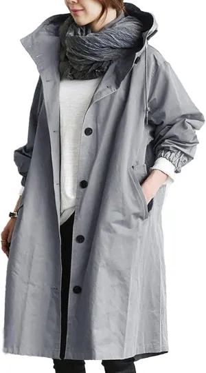 Womens Single Breasted Trench Coat Womens Elegant Windbreaker Wild Winter Women'S Coat Lapel Button Down Pedcoat