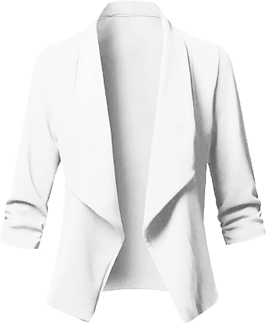 Womens Solid Color Cropped Blazers Long Sleeve Lapel Open Front Tailored Jacket Fall Fashion Business Casual Cardigan
