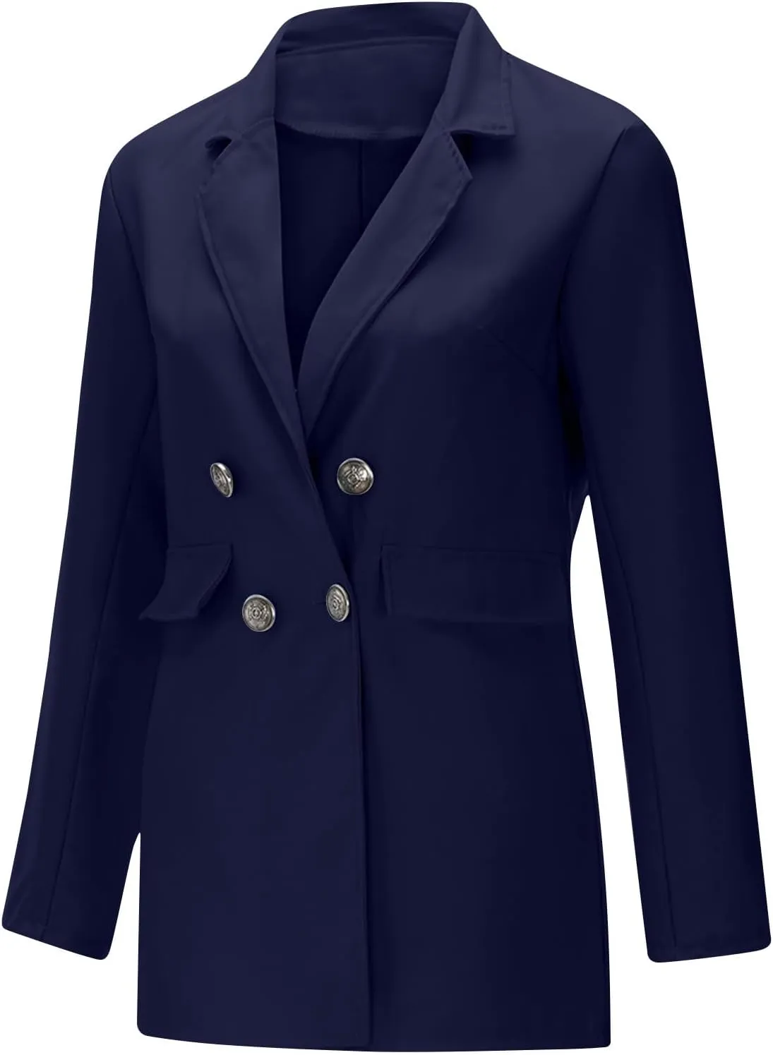 Womens Solid Long Sleeve Lapel Blazers Open Front Business Casual Tailored Jackets with Pockets Office Work Suit Coat