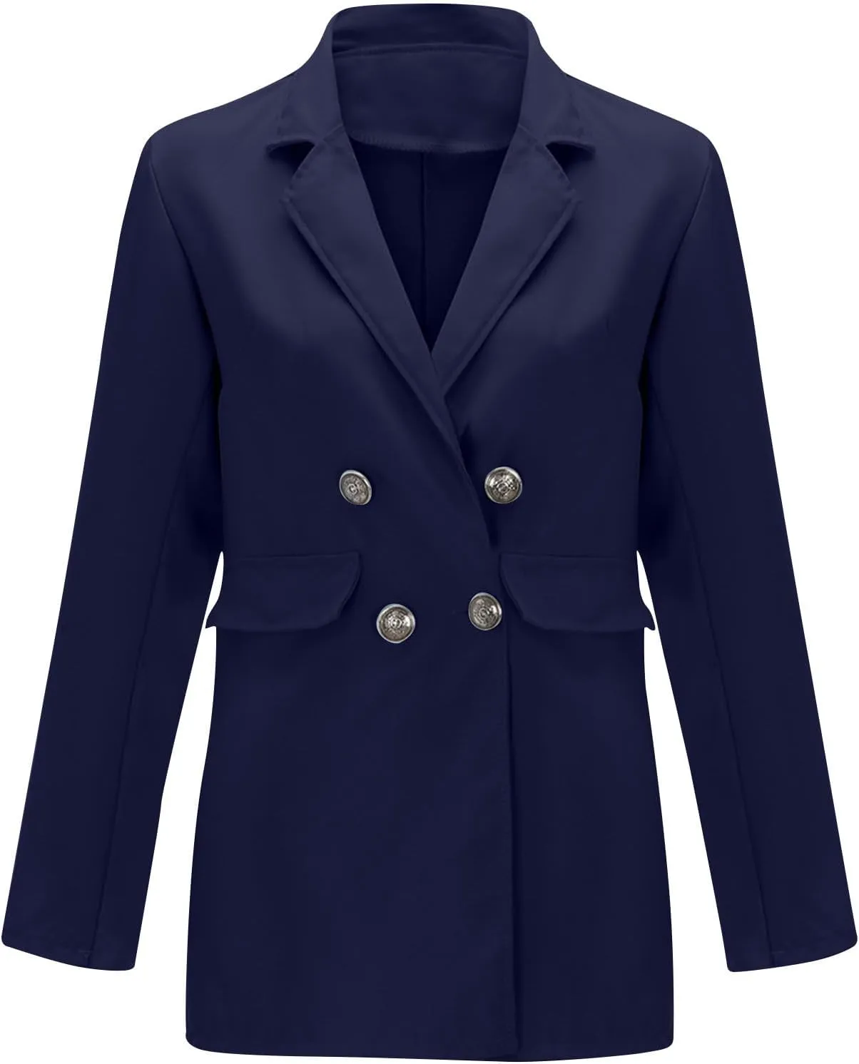 Womens Solid Long Sleeve Lapel Blazers Open Front Business Casual Tailored Jackets with Pockets Office Work Suit Coat