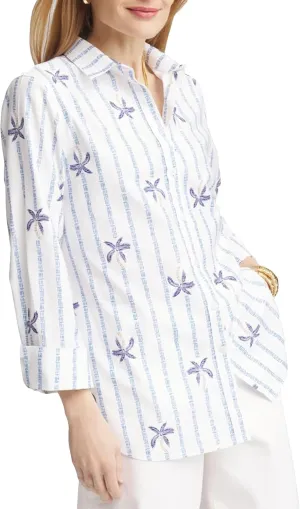 Women's Striped Shirt Long Sleeve V-Neck Button Down Blouse Casual Dressy Fit Tops