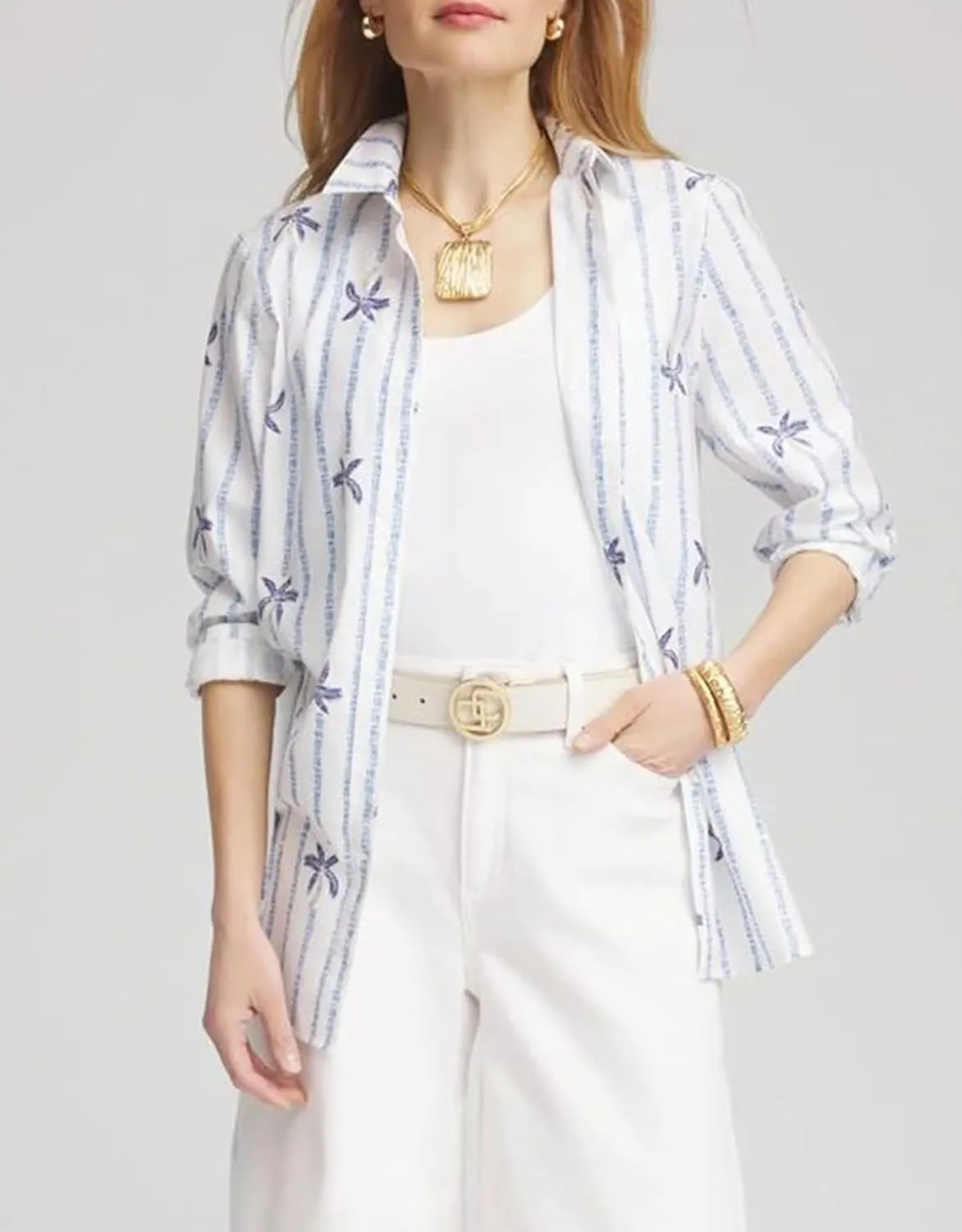 Women's Striped Shirt Long Sleeve V-Neck Button Down Blouse Casual Dressy Fit Tops