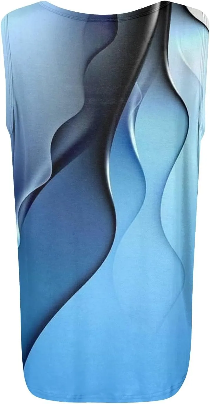 Women's Tank Top Summer Pleated Square Neck Sleeveless Shirt Casual Tunic Curved Hem Flowy Loose Fit Basic Blouse