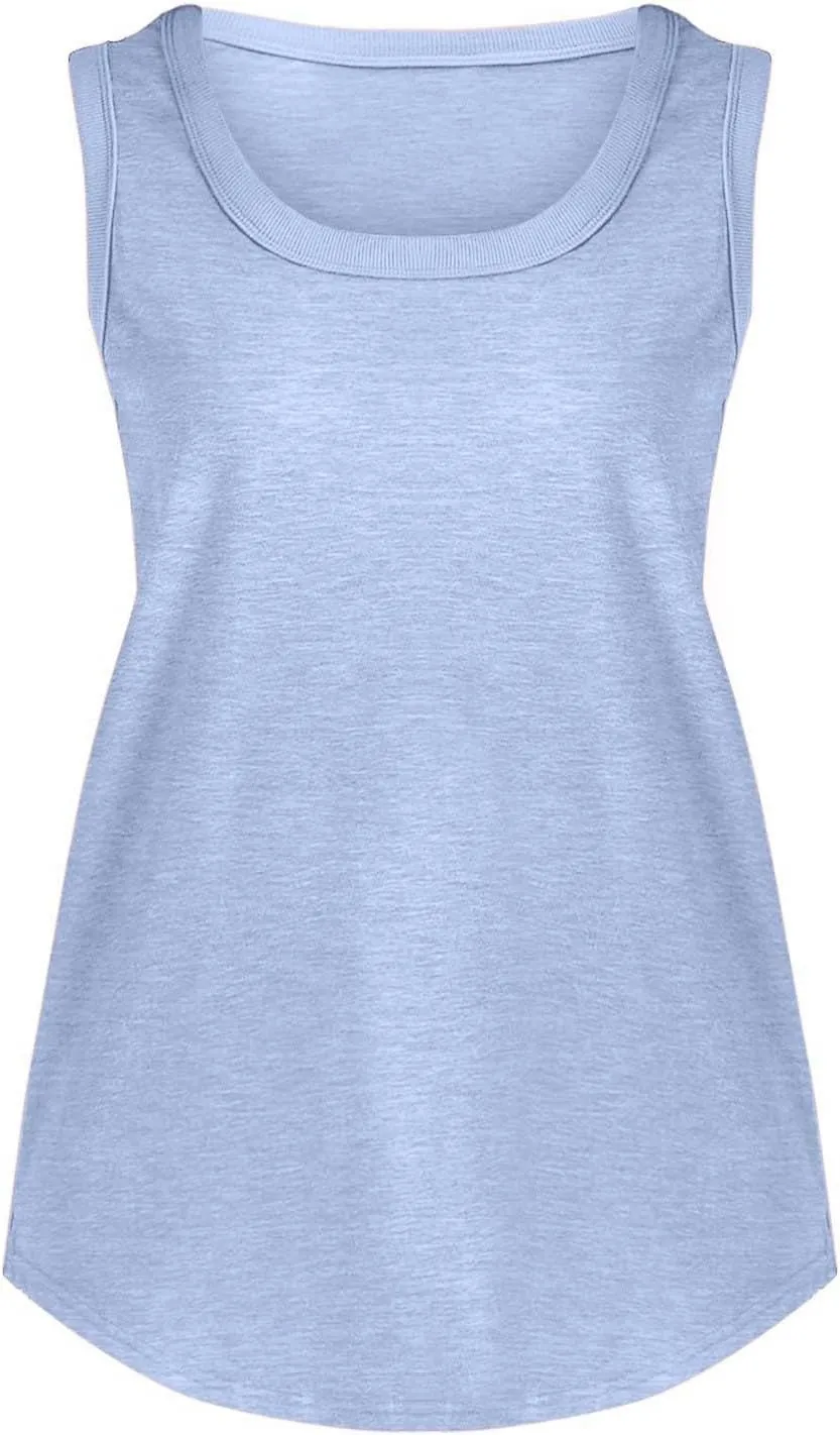Womens Tank Tops Summer Loose Sleeveless Tops Scoop Neck Curved Hem Casual Flowy Shirt 2025 Outfits Clothes