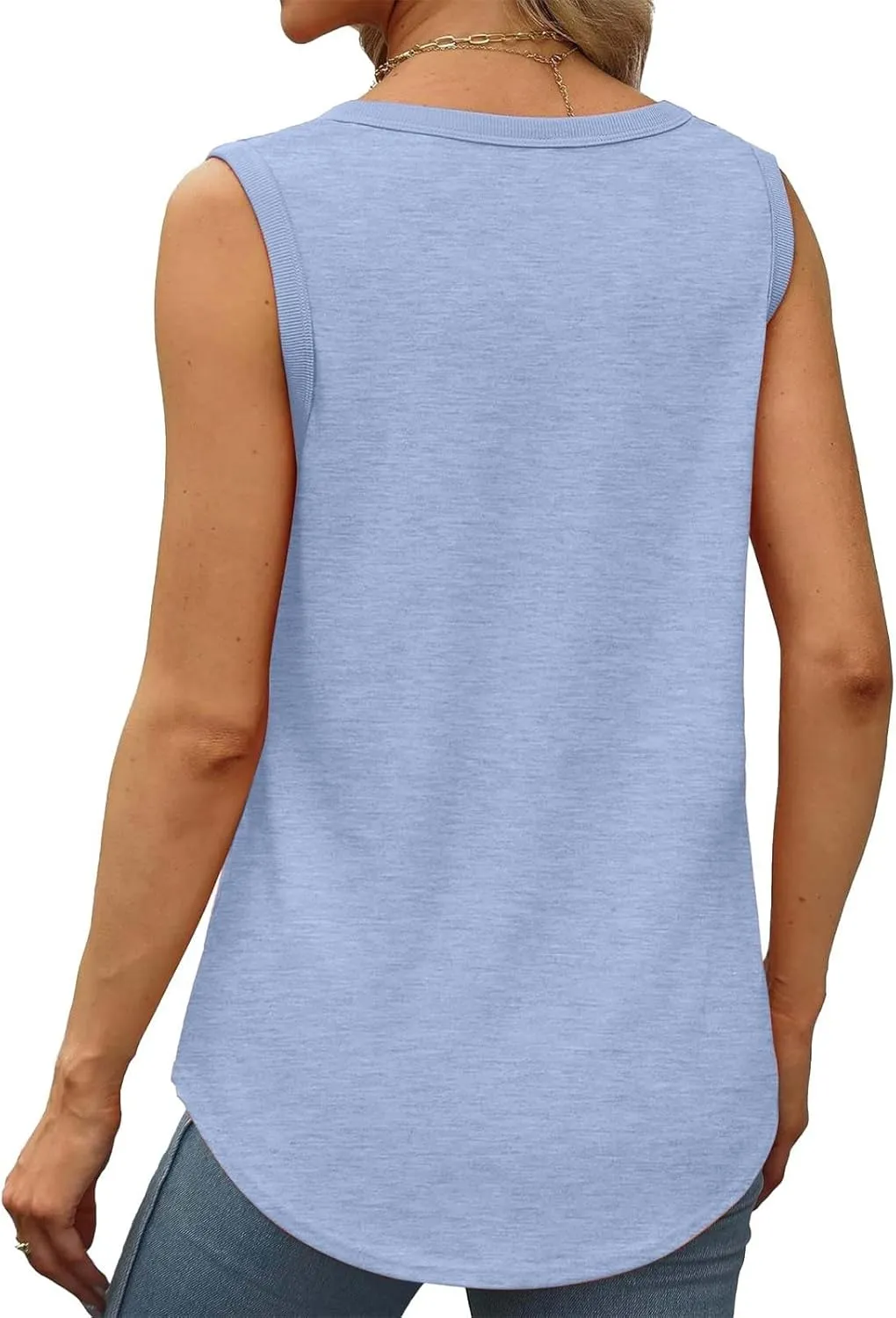 Womens Tank Tops Summer Loose Sleeveless Tops Scoop Neck Curved Hem Casual Flowy Shirt 2025 Outfits Clothes