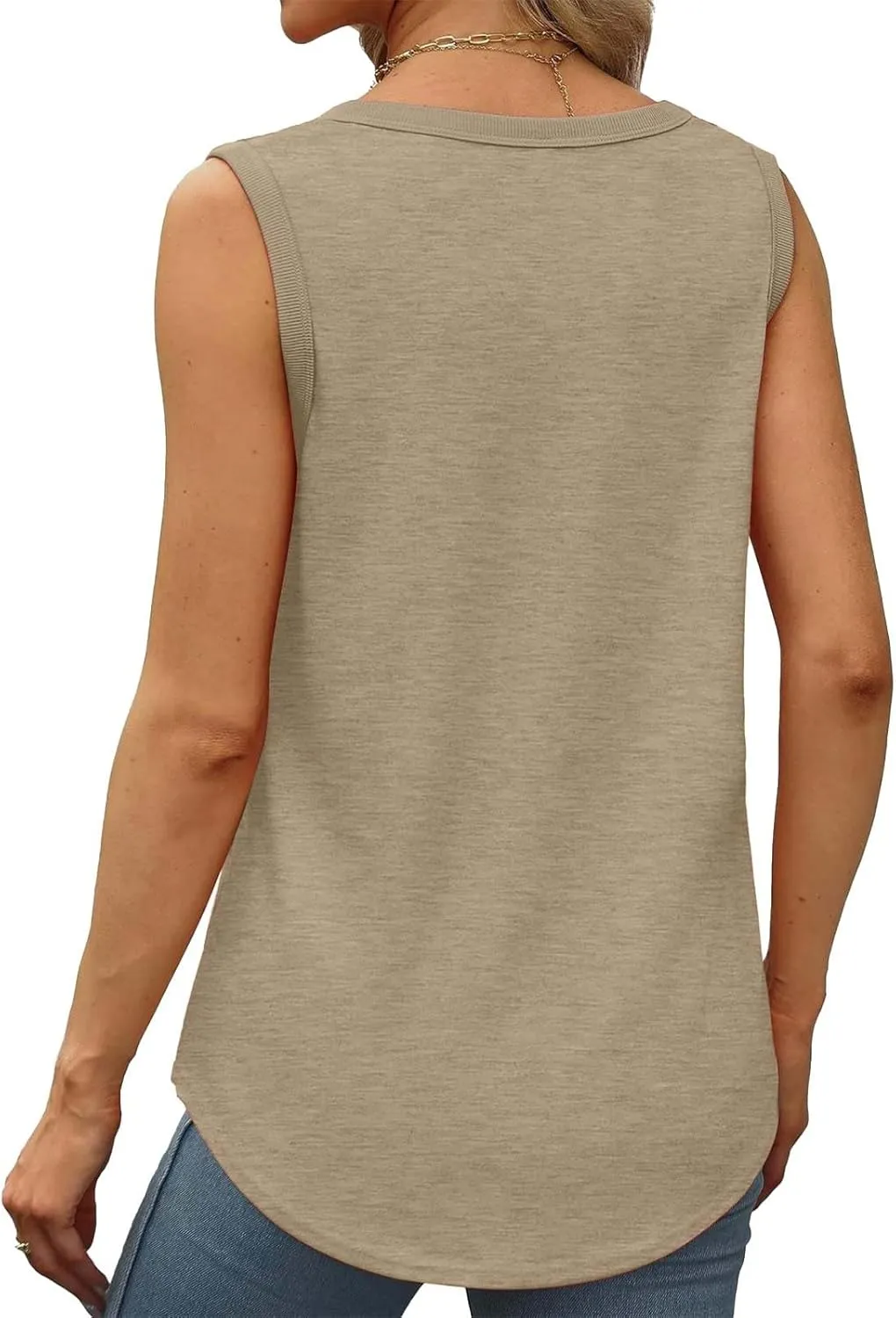Womens Tank Tops Summer Loose Sleeveless Tops Scoop Neck Curved Hem Casual Flowy Shirt 2025 Outfits Clothes