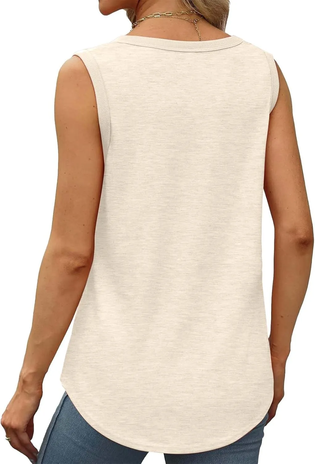 Womens Tank Tops Summer Loose Sleeveless Tops Scoop Neck Curved Hem Casual Flowy Shirt 2025 Outfits Clothes