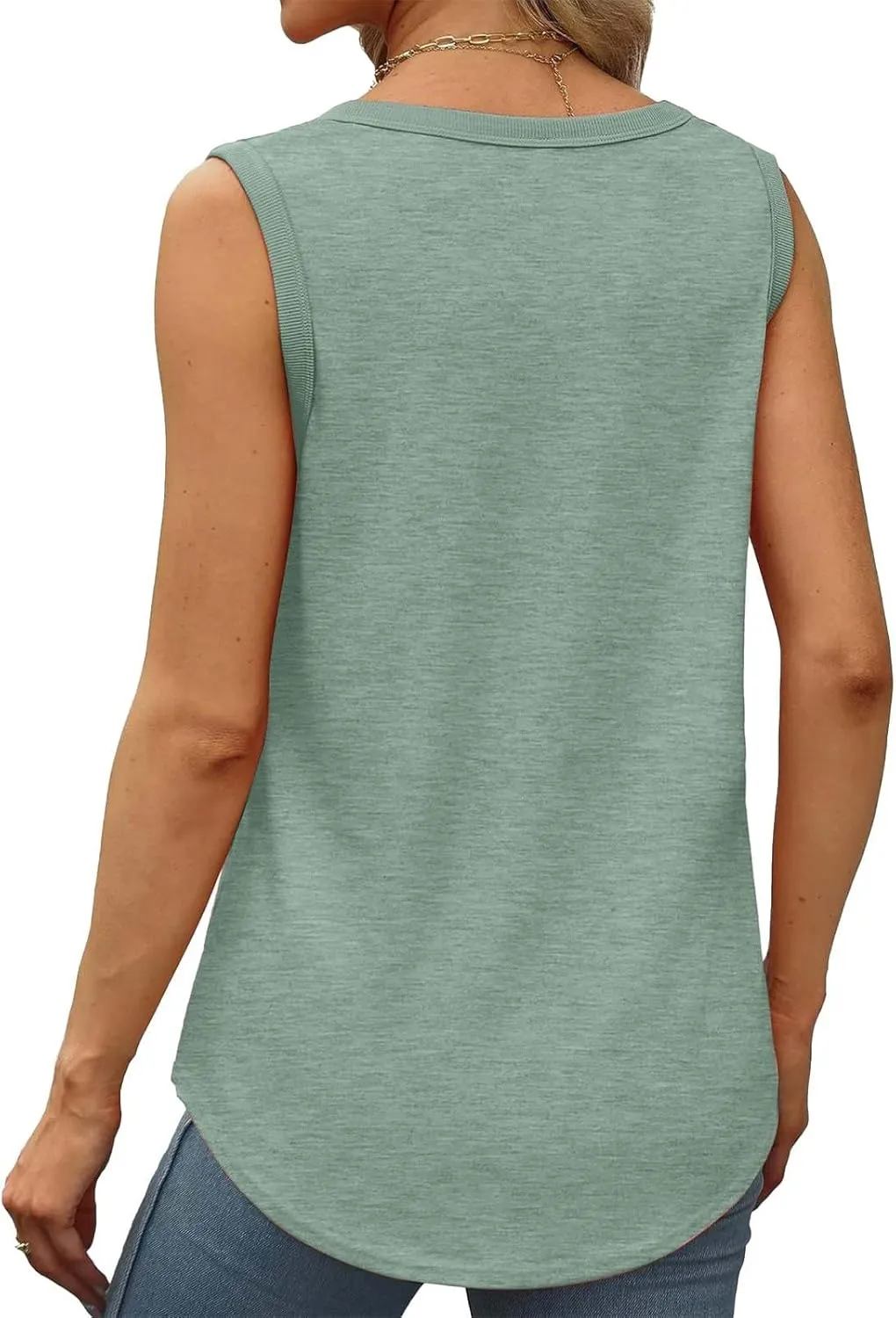 Womens Tank Tops Summer Loose Sleeveless Tops Scoop Neck Curved Hem Casual Flowy Shirt 2025 Outfits Clothes