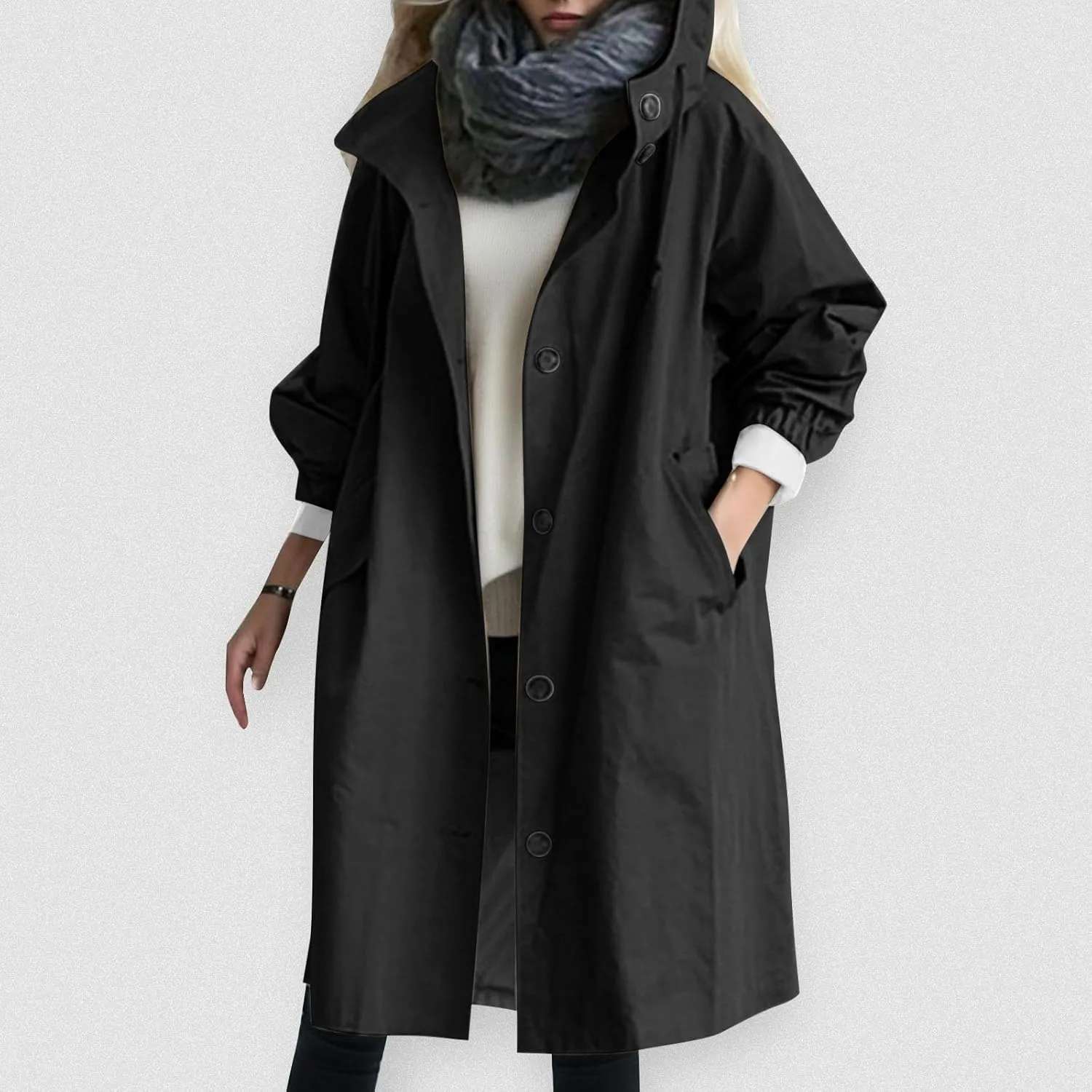 Women's Trench Coat 2024 Long Double-Breasted Fall Fashion Windbreaker Jackets Classic Lapel Slim Overcoat Outerwear
