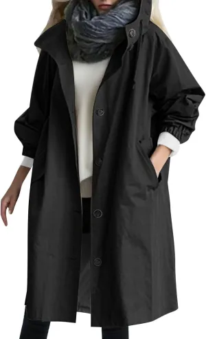 Women's Trench Coat 2024 Long Double-Breasted Fall Fashion Windbreaker Jackets Classic Lapel Slim Overcoat Outerwear
