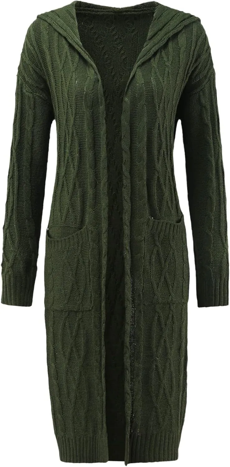Women's Trench Coat Large Women Pocket Sweater Breasted Cardigan Hood Sleeves Women's Coat Woman Coat Wool Coats for