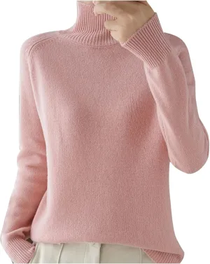 Womens Turtleneck Ribbed Knit Sweater Fall Warm Lightweight Trendy Jumpers Long Sleeve Loose Fit Casual Pullover Tops