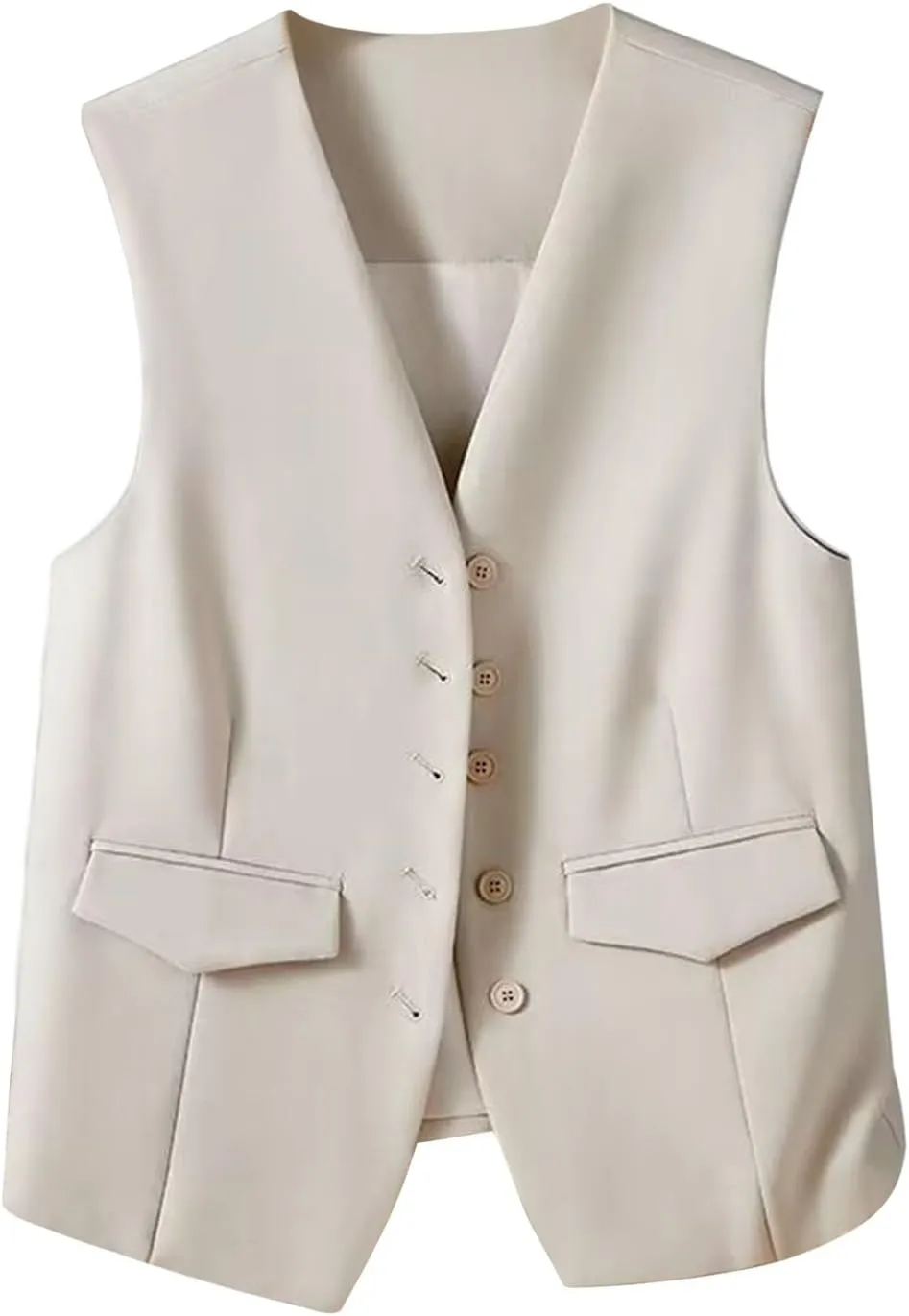 Womens Vest Blazers Solid Buttons Sleeveless Waistcoat Tops Blazer Suit Coat Petite Blazer Dressy Casual