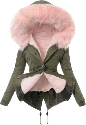 Womens Winter Coats Button Down Sherpa Lined Fuzzy Fleece Warm Jackets Solid Color Trendy Outdoor Hooded Tops Coat