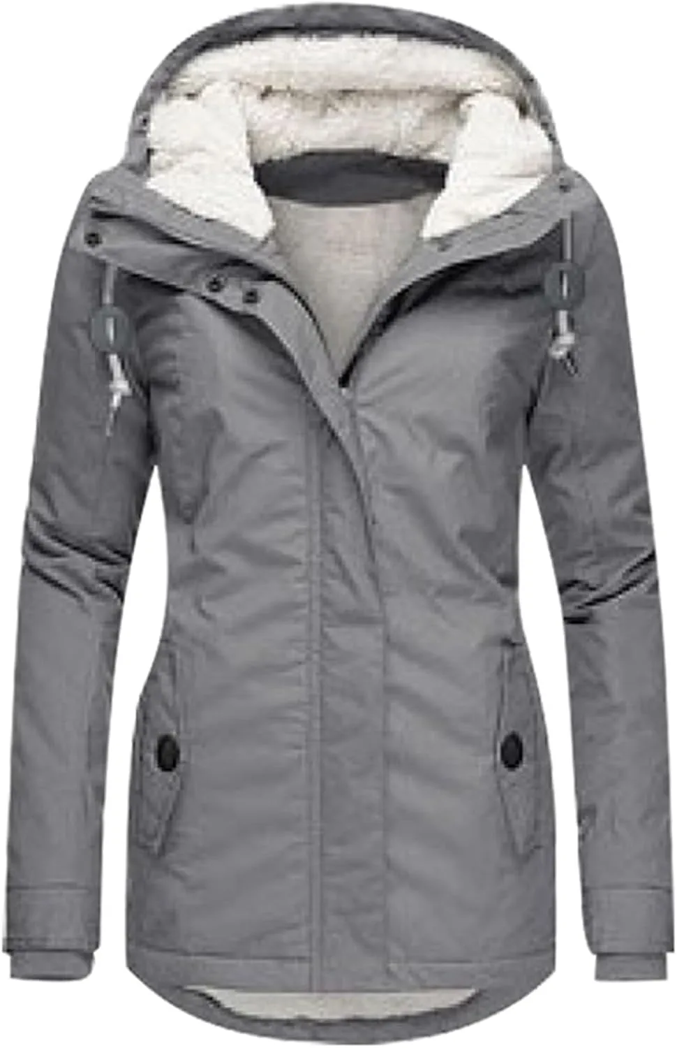 Women's Winter Coats Plus Size Warm Sherpa Lined Quilted Jacket Hoodie Long Puffer Parkas Thicken Jacket with Pocket