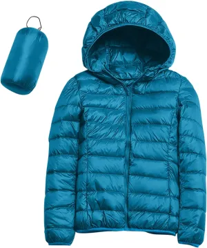 Womens Winter Quilted Jacket Slim Fit Short Down Jacket Cropped Warm Zip Puffer Coat Hooded Padded Puffer Coat