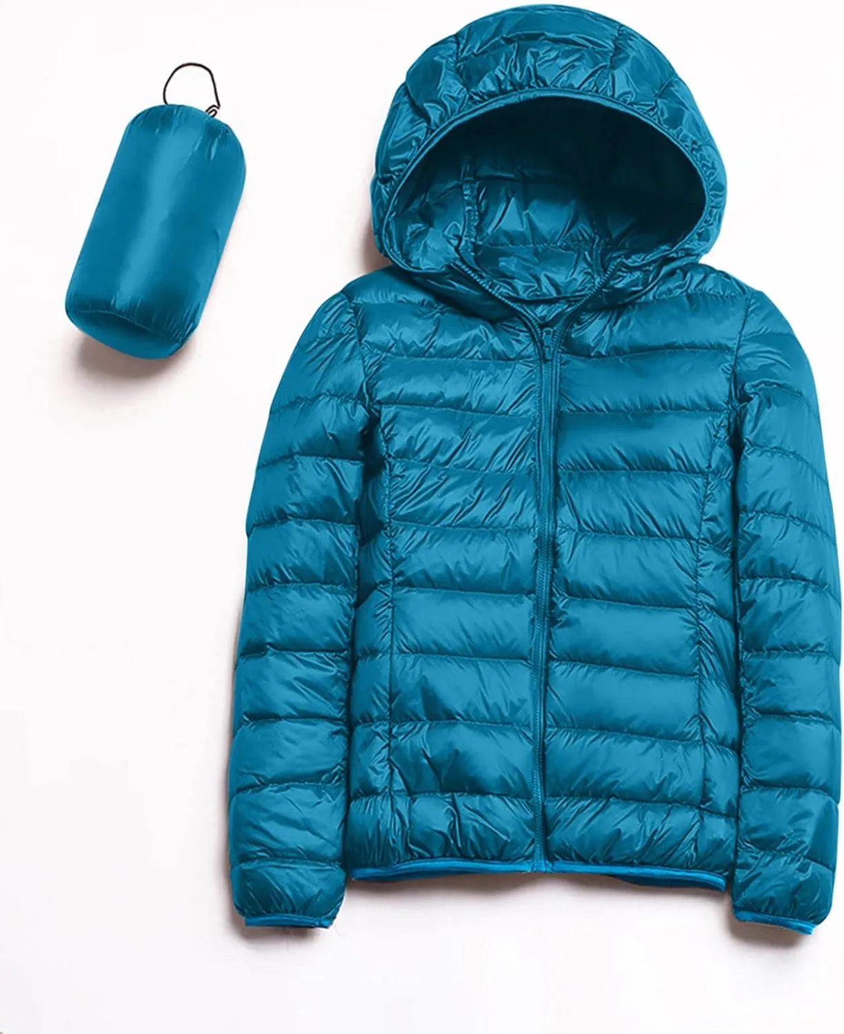Womens Winter Quilted Jacket Slim Fit Short Down Jacket Cropped Warm Zip Puffer Coat Hooded Padded Puffer Coat