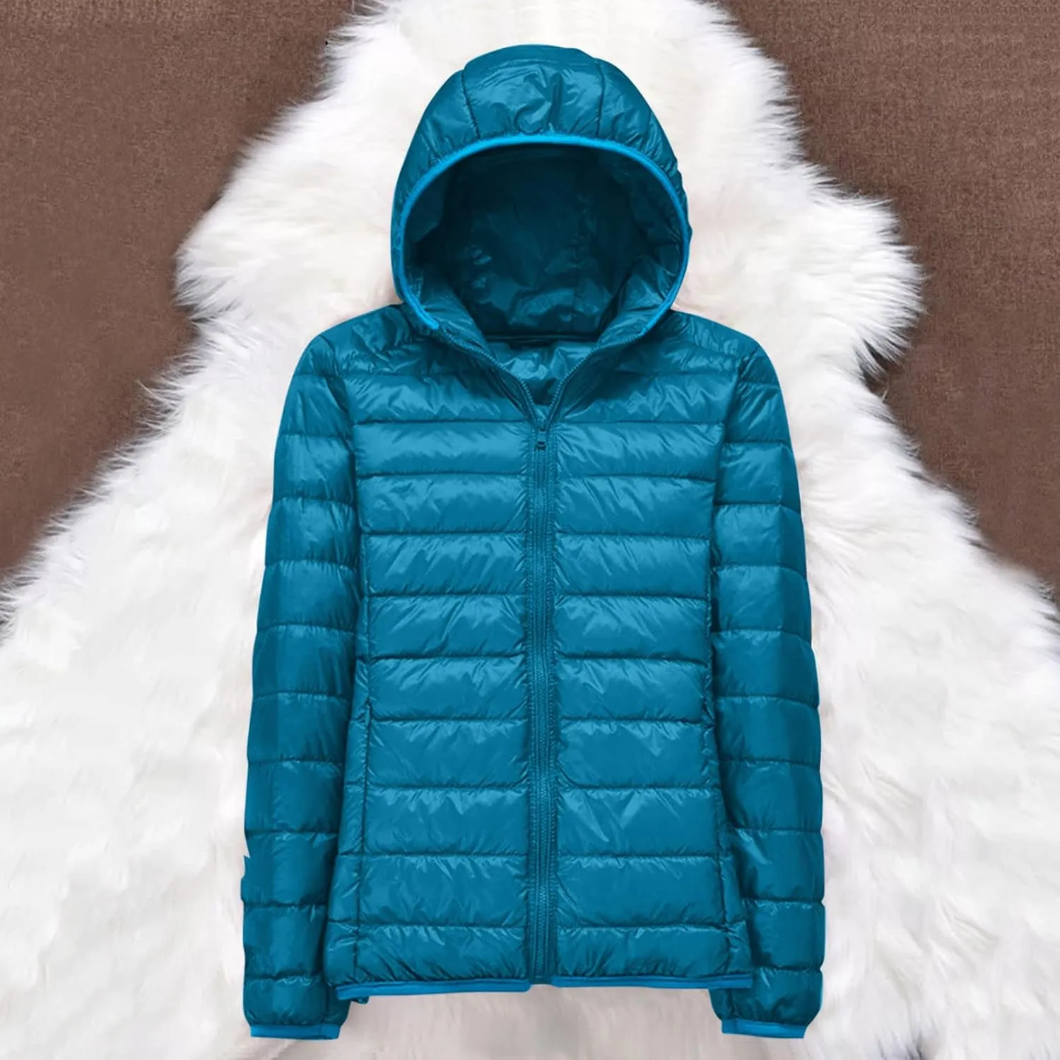 Womens Winter Quilted Jacket Slim Fit Short Down Jacket Cropped Warm Zip Puffer Coat Hooded Padded Puffer Coat