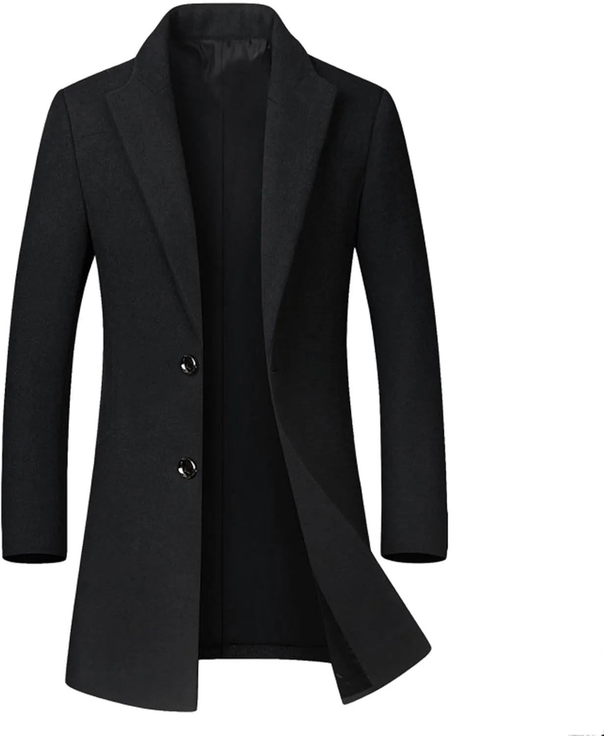 Zeiyignr Mens Wool Blend Coat Winter Trench Coats Business Lapel Collar Single Breasted Overcoat Classic Peacoat With Pockets