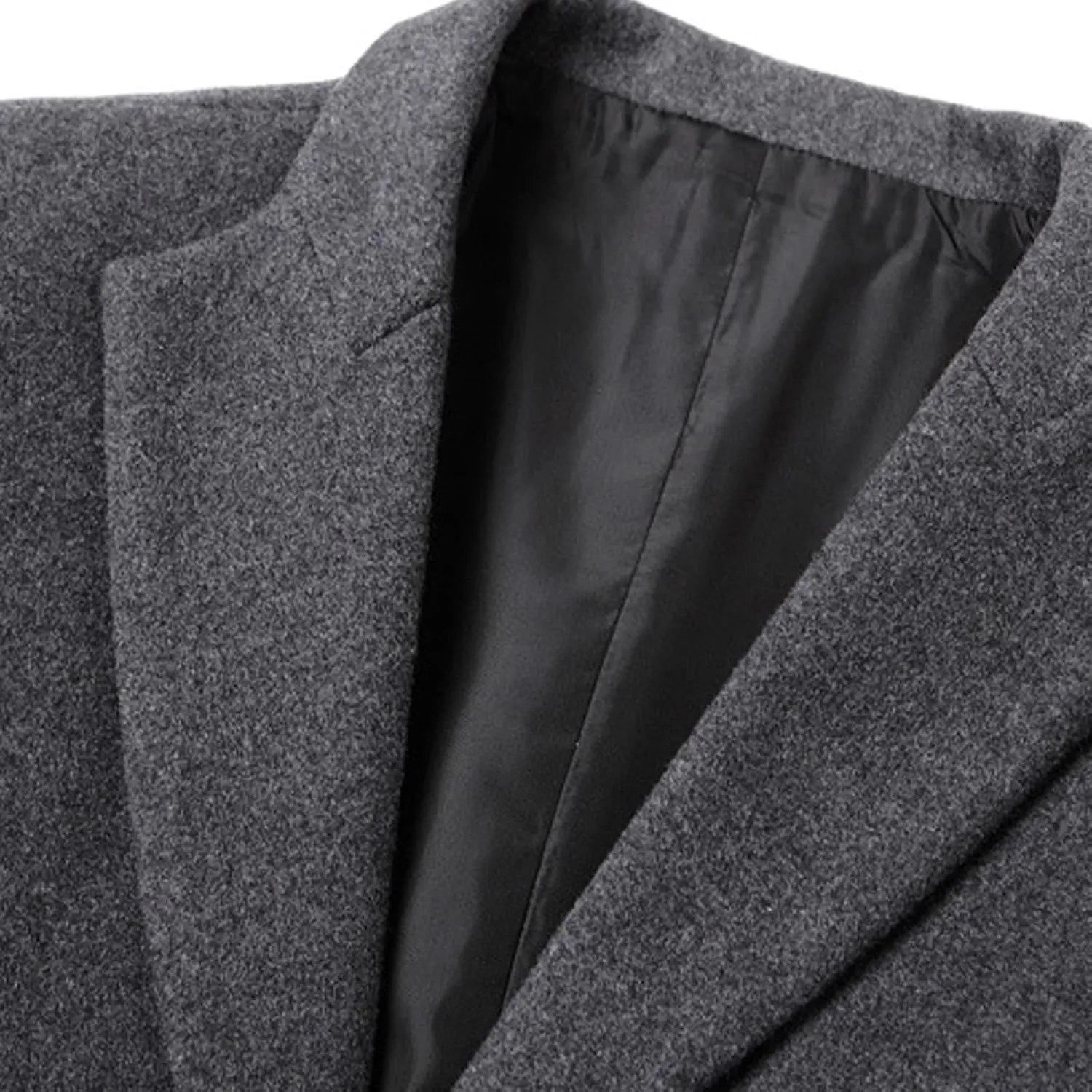 Zeiyignr Mens Wool Blend Coat Winter Trench Coats Business Lapel Collar Single Breasted Overcoat Classic Peacoat With Pockets