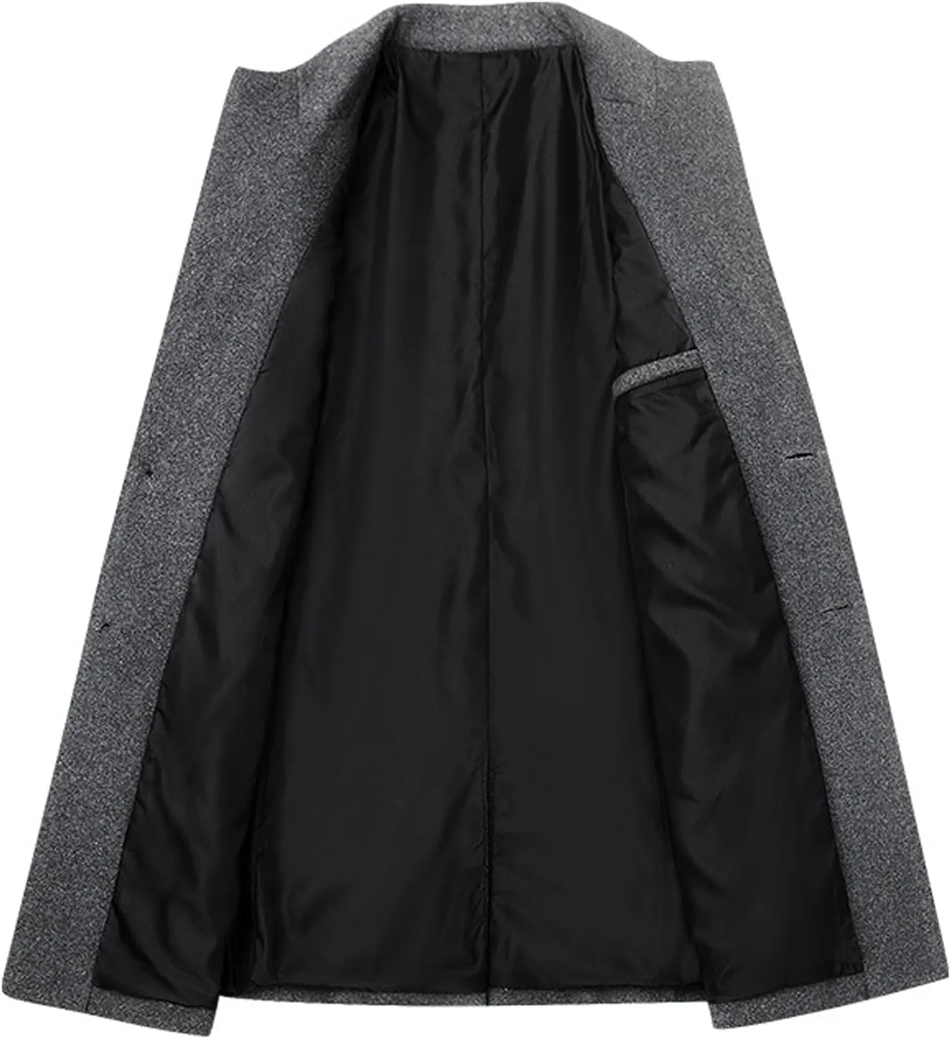 Zeiyignr Mens Wool Blend Coat Winter Trench Coats Business Lapel Collar Single Breasted Overcoat Classic Peacoat With Pockets