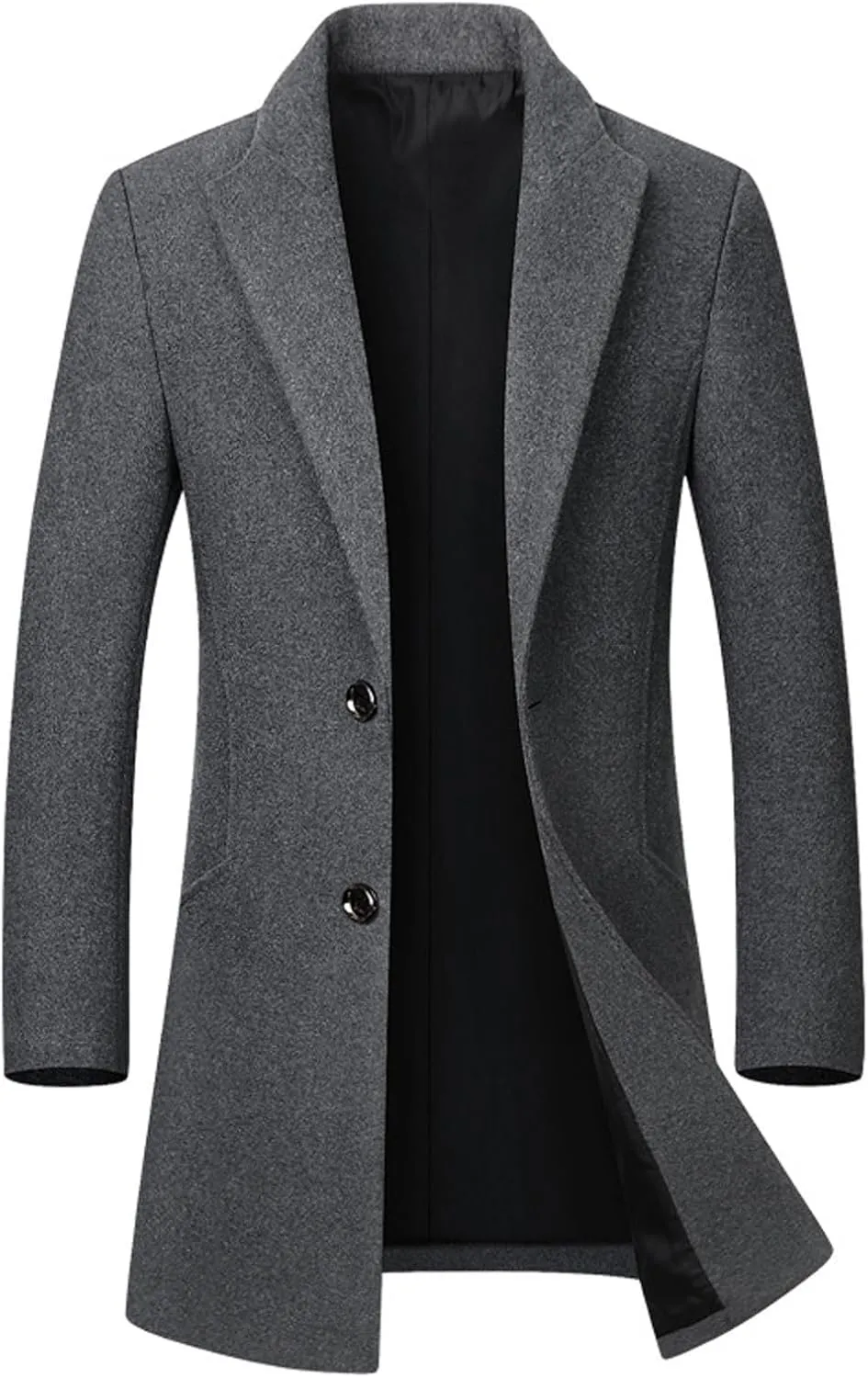 Zeiyignr Mens Wool Blend Coat Winter Trench Coats Business Lapel Collar Single Breasted Overcoat Classic Peacoat With Pockets