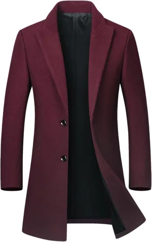 Zeiyignr Mens Wool Blend Coat Winter Trench Coats Business Lapel Collar Single Breasted Overcoat Classic Peacoat With Pockets