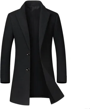 Zeiyignr Mens Wool Blend Coat Winter Trench Coats Business Lapel Collar Single Breasted Overcoat Classic Peacoat With Pockets