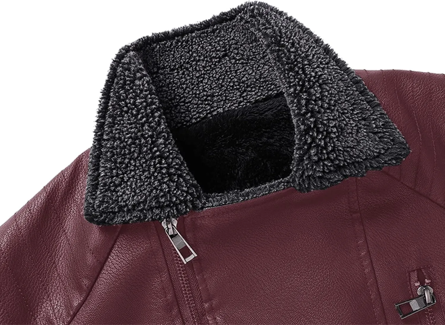 ZYXTIM Men's Classic Fit PU Faux Fur Leather Jackets Winter Sherpa Fleece Lined Aviator Bomber Jacket Windbreaker Outwear